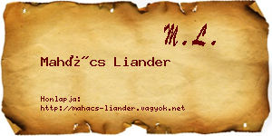Mahács Liander névjegykártya